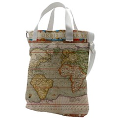 Old World Map Of Continents The Earth Vintage Retro Canvas Messenger Bag by uniart180623