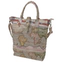 Old World Map Of Continents The Earth Vintage Retro Buckle Top Tote Bag View1