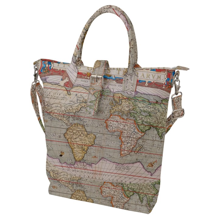 Old World Map Of Continents The Earth Vintage Retro Buckle Top Tote Bag