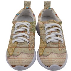 Old World Map Of Continents The Earth Vintage Retro Kids Athletic Shoes by uniart180623