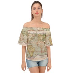 Old World Map Of Continents The Earth Vintage Retro Off Shoulder Short Sleeve Top by uniart180623