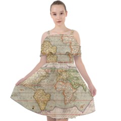 Old World Map Of Continents The Earth Vintage Retro Cut Out Shoulders Chiffon Dress by uniart180623