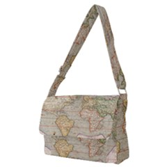 Old World Map Of Continents The Earth Vintage Retro Full Print Messenger Bag (m) by uniart180623