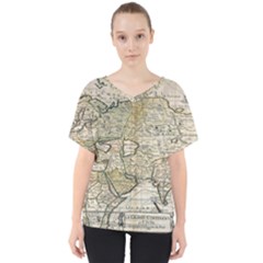 Tartaria Tartaria Empire Map Vintage World V-neck Dolman Drape Top by uniart180623