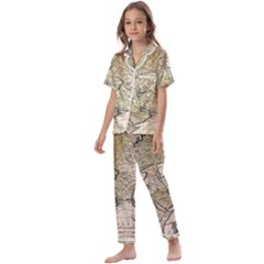 Tartaria Tartaria Empire Map Vintage World Kids  Satin Short Sleeve Pajamas Set by uniart180623