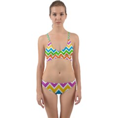 Chevron-pattern-design-texture Wrap Around Bikini Set by uniart180623