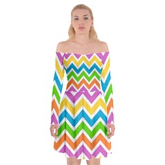 Chevron-pattern-design-texture Off Shoulder Skater Dress by uniart180623