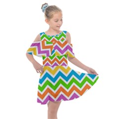 Chevron-pattern-design-texture Kids  Shoulder Cutout Chiffon Dress by uniart180623