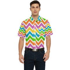 Chevron-pattern-design-texture Men s Short Sleeve Pocket Shirt  by uniart180623