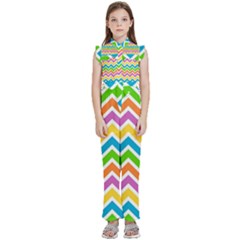 Chevron-pattern-design-texture Kids  Sleeveless Ruffle Edge Band Collar Chiffon One Piece by uniart180623