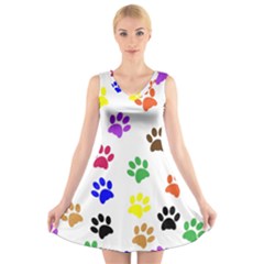 Pawprints-paw-prints-paw-animal V-neck Sleeveless Dress by uniart180623