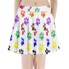 Pawprints-paw-prints-paw-animal Pleated Mini Skirt by uniart180623