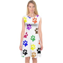 Pawprints-paw-prints-paw-animal Capsleeve Midi Dress by uniart180623