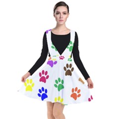 Pawprints-paw-prints-paw-animal Plunge Pinafore Dress by uniart180623