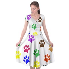 Pawprints-paw-prints-paw-animal Cap Sleeve Wrap Front Dress by uniart180623