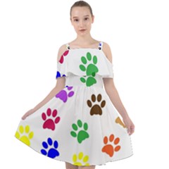 Pawprints-paw-prints-paw-animal Cut Out Shoulders Chiffon Dress by uniart180623