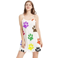 Pawprints-paw-prints-paw-animal Summer Frill Dress by uniart180623