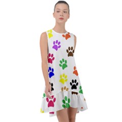 Pawprints-paw-prints-paw-animal Frill Swing Dress by uniart180623