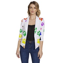 Pawprints-paw-prints-paw-animal Women s Draped Front 3/4 Sleeve Shawl Collar Jacket by uniart180623