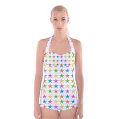 Star-pattern-design-decoration Boyleg Halter Swimsuit  by uniart180623