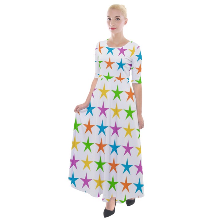 Star-pattern-design-decoration Half Sleeves Maxi Dress