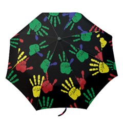 Handprints-hand-print-colourful Folding Umbrellas by uniart180623