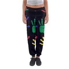 Handprints-hand-print-colourful Women s Jogger Sweatpants by uniart180623