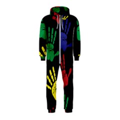 Handprints-hand-print-colourful Hooded Jumpsuit (kids) by uniart180623