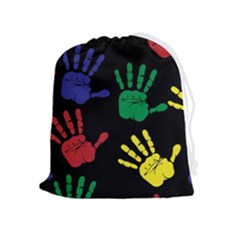 Handprints-hand-print-colourful Drawstring Pouch (xl) by uniart180623