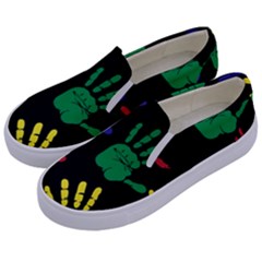 Handprints-hand-print-colourful Kids  Canvas Slip Ons by uniart180623