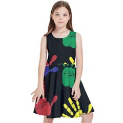 Handprints-hand-print-colourful Kids  Skater Dress by uniart180623