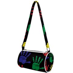 Handprints-hand-print-colourful Mini Cylinder Bag by uniart180623