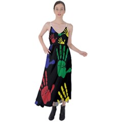 Handprints-hand-print-colourful Tie Back Maxi Dress