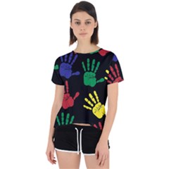 Handprints-hand-print-colourful Open Back Sport Tee by uniart180623