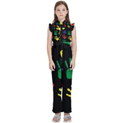 Handprints-hand-print-colourful Kids  Sleeveless Ruffle Edge Band Collar Chiffon One Piece by uniart180623