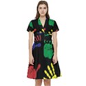 Handprints-hand-print-colourful Short Sleeve Waist Detail Dress View1