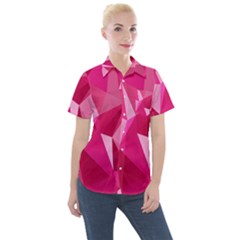 Pattern Halftone Geometric Women s Short Sleeve Pocket Shirt