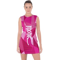 Pattern Halftone Geometric Lace Up Front Bodycon Dress by uniart180623