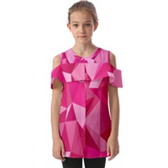 Pattern Halftone Geometric Fold Over Open Sleeve Top by uniart180623