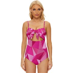 Pattern Halftone Geometric Knot Front One-piece Swimsuit by uniart180623