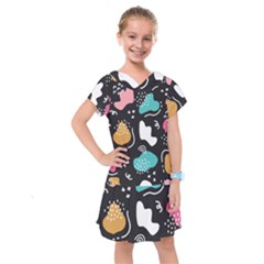 Art Pattern Design Background Print Kids  Drop Waist Dress by uniart180623