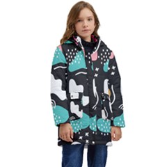 Art Pattern Design Background Print Kids  Hooded Longline Puffer Jacket by uniart180623