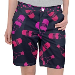 Wine Bottles Background Graphic Women s Pocket Shorts by uniart180623