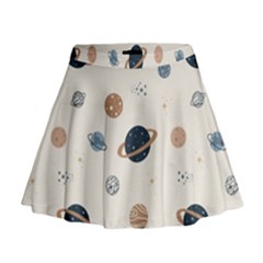 Space Planets Art Pattern Design Wallpaper Mini Flare Skirt by uniart180623