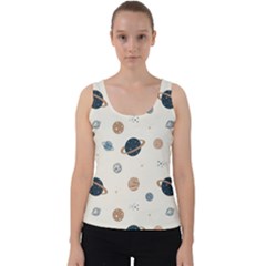 Space Planets Art Pattern Design Wallpaper Velvet Tank Top by uniart180623