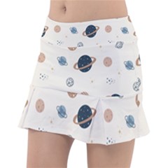 Space Planets Art Pattern Design Wallpaper Classic Tennis Skirt by uniart180623