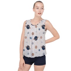 Space Planets Art Pattern Design Wallpaper Bubble Hem Chiffon Tank Top by uniart180623