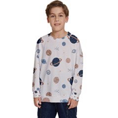 Space Planets Art Pattern Design Wallpaper Kids  Long Sleeve Jersey