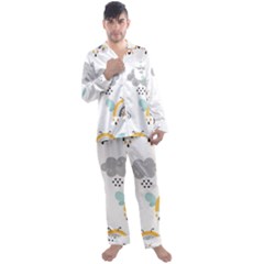 Art Pattern Design Wallpaper Background Print Men s Long Sleeve Satin Pajamas Set