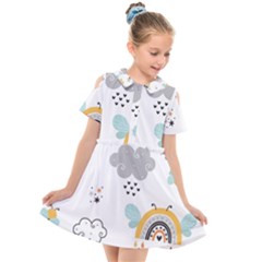 Art Pattern Design Wallpaper Background Print Kids  Short Sleeve Shirt Dress by uniart180623